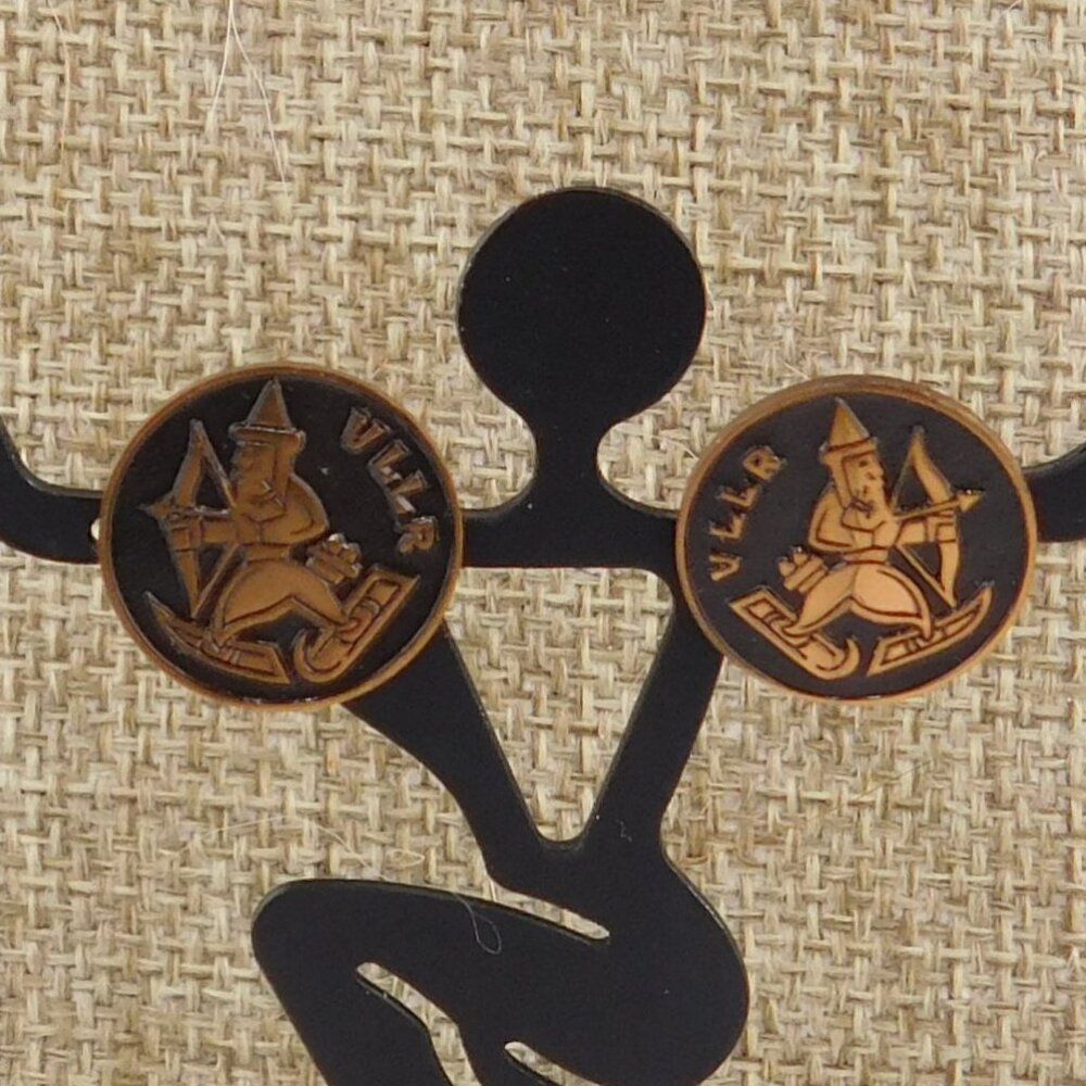 VTG Huguenin Nordic VLLR Norse God of Winter Skiing Clip On Earrings Copper